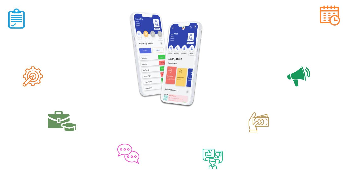 SMAX mobile app and student service icons